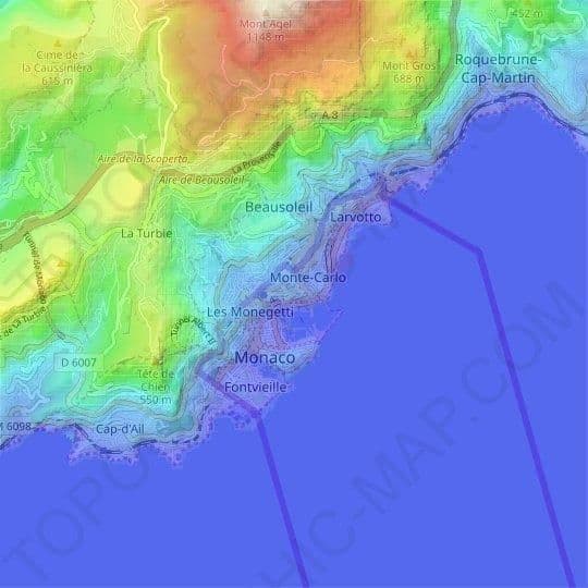 モナコ標高マップ
