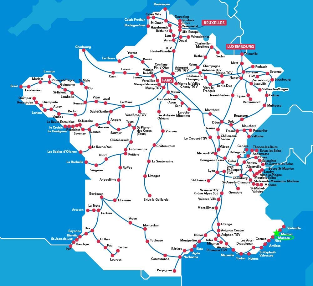 モナコの鉄道駅の地図