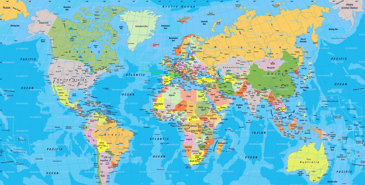 世界地図上のモナコの位置