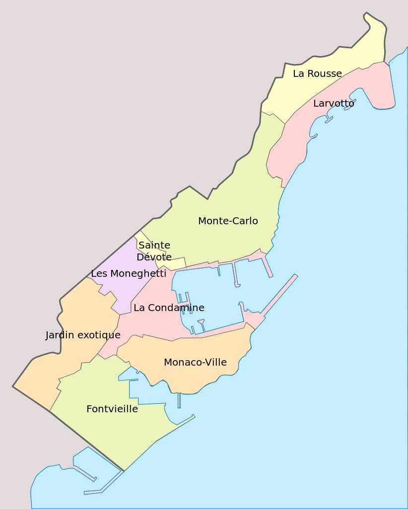 モナコ地区の地図