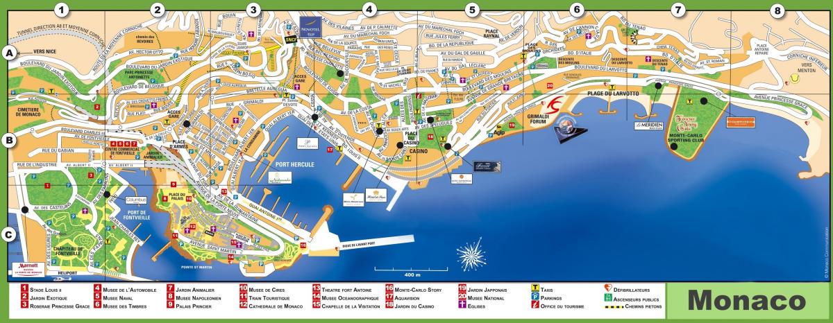 モナコ市の中心部の地図
