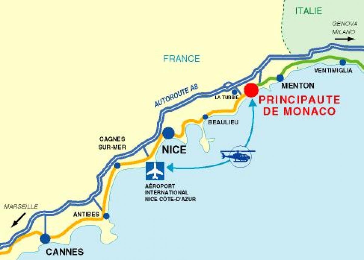 モナコ 空港の地図