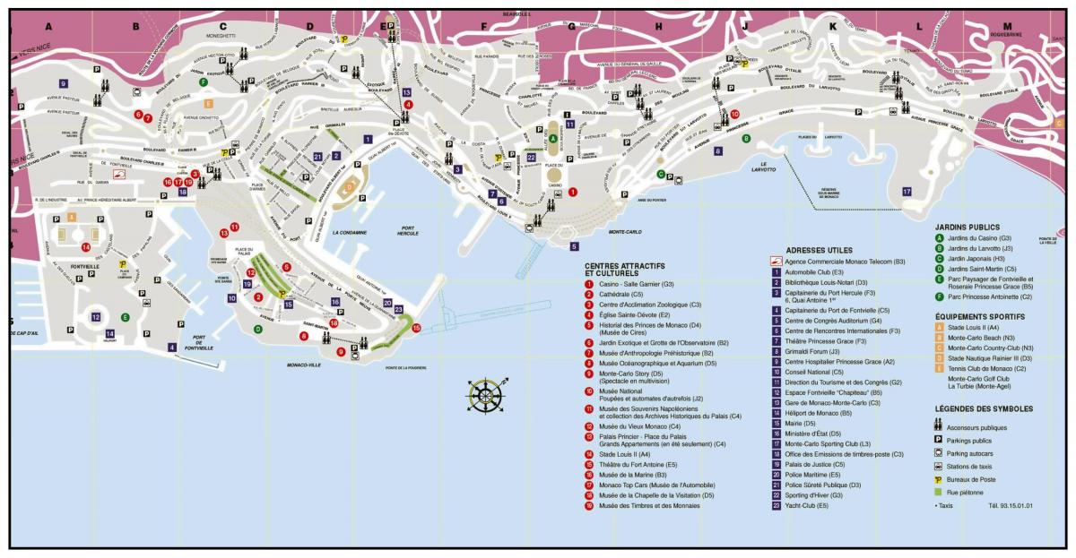 モナコのウォーキングツアーの地図
